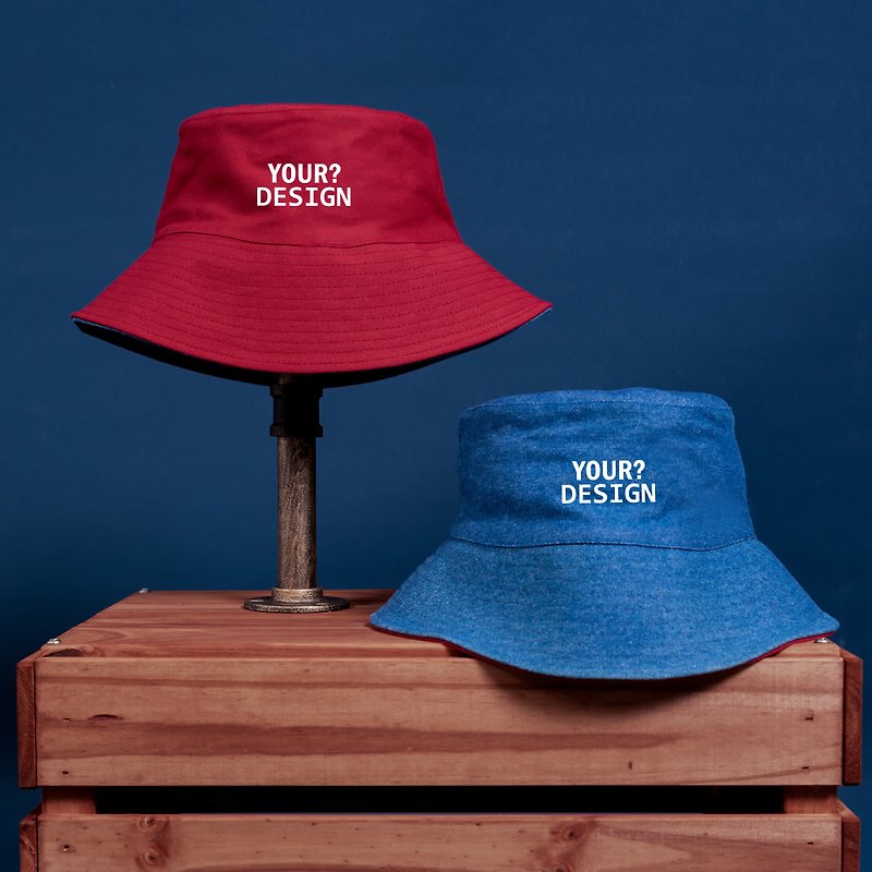 【kuroi-T】定制∣双色渔夫帽(牛仔/暗红) - 帽子 - 棉．麻 