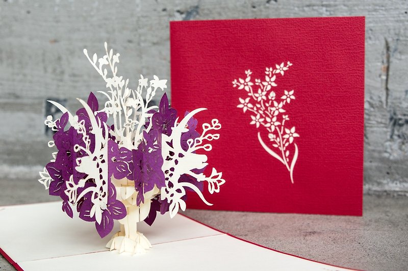 3D手工创意万用花团锦簇立体卡片系列 - 卡片/明信片 - 纸 红色
