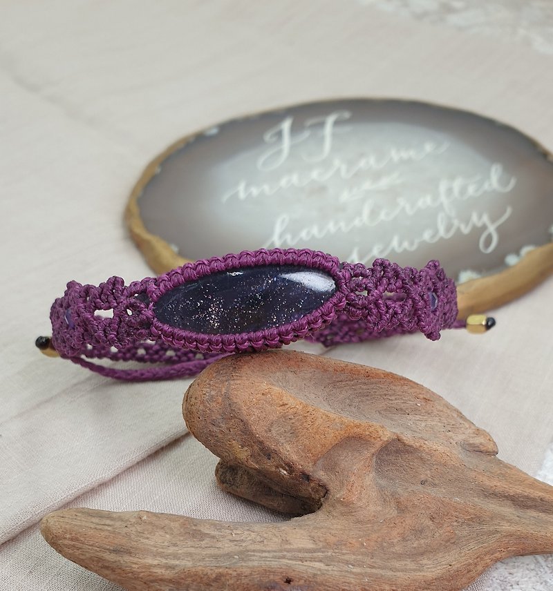 SC03星点堇青。南美蜡线编织手绳 - 手链/手环 - 其他材质 紫色