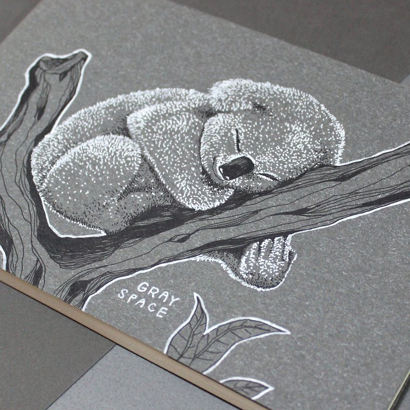 纯手绘 仅一本 灰色线装笔记本 无尾熊Wood系列 沉睡木篇 - 笔记本/手帐 - 纸 灰色