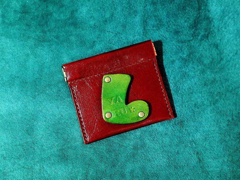 圣诞定制款 弹片零钱包 (11色/免费刻字) - 零钱包 - 真皮 红色