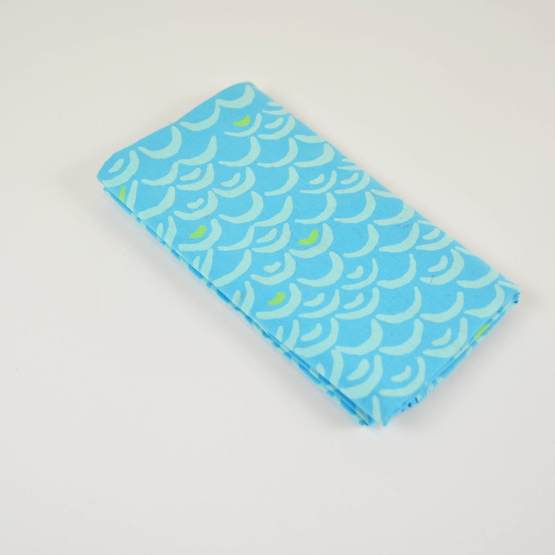 木刻印方巾-海洋-公平贸易 - 手帕/方巾 - 棉．麻 蓝色