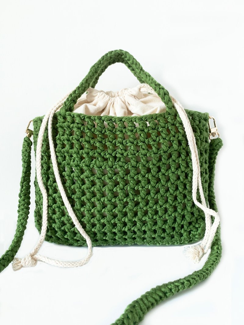 鈎织方格网斜孭及挽袋 - 侧背包/斜挎包 - 其他材质 绿色