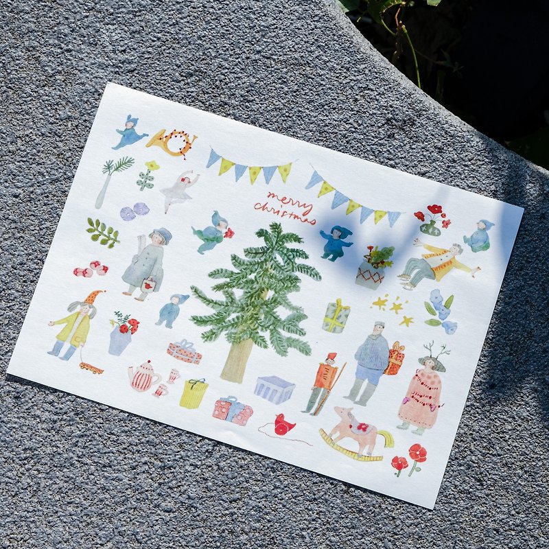 手帐贴纸-圣诞节 | 日本制 | 女孩贴纸-手帐素材 | 插画 dodolulu - 贴纸 - 纸 多色