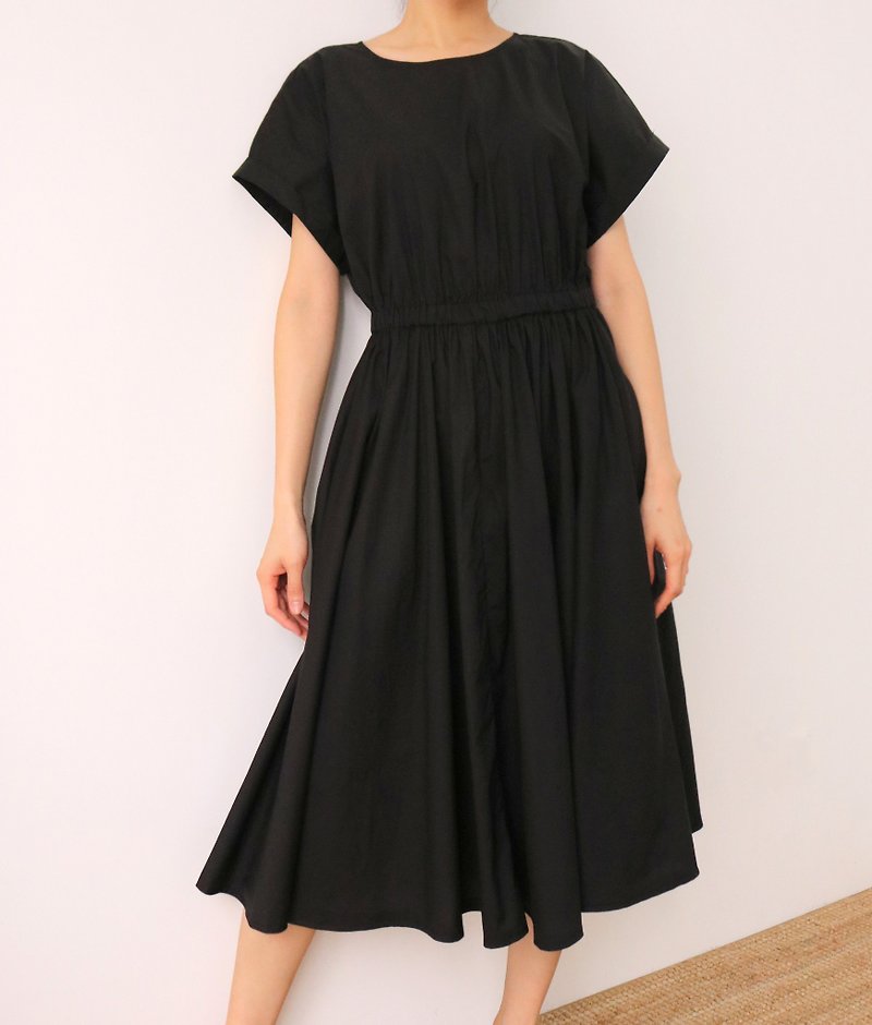 Marigold Dress 黑色纯棉夏日连身洋装 - 洋装/连衣裙 - 棉．麻 黑色