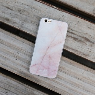 原创淡红大理石 iPhone Samsung 手机保护壳 硬壳 透明软边