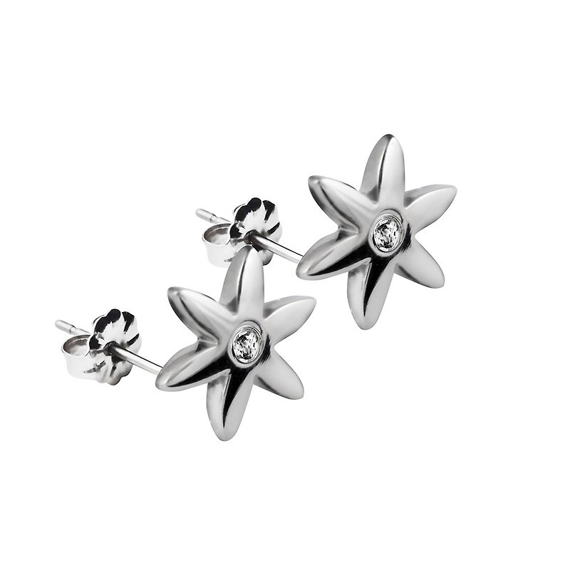 花漾(M)-透亮白 纯钛耳针一对 不过敏耳环 买即赠钛贴两粒 - 耳环/耳夹 - 其他金属 白色