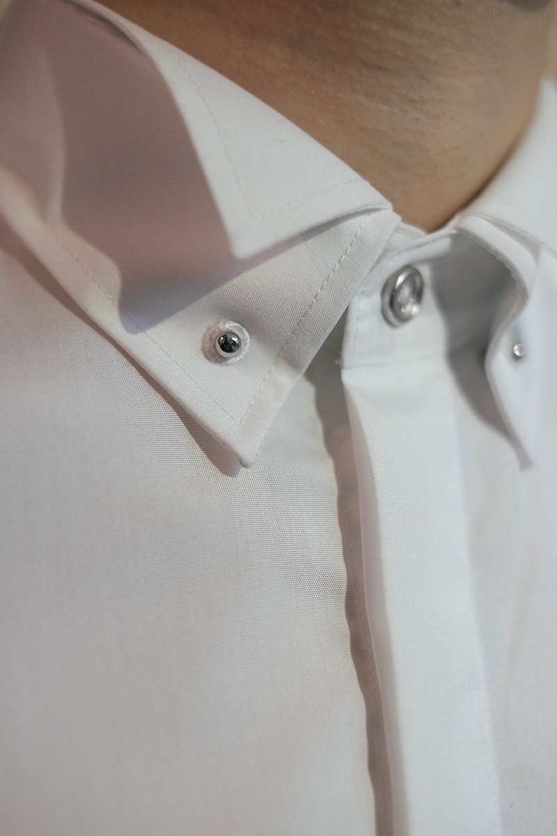 HIATUS 双层领 衬衫 绅士单品 - 男装衬衫 - 棉．麻 白色