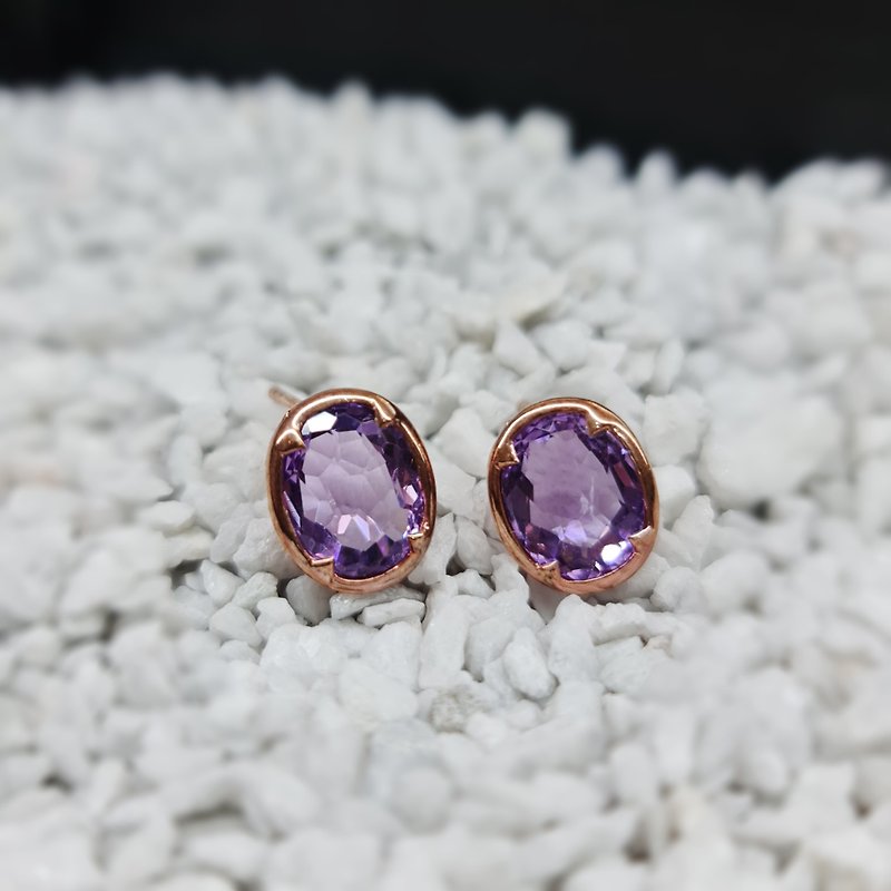 紫水晶耳环为了稳定的爱情 - 耳环/耳夹 - 银 粉红色