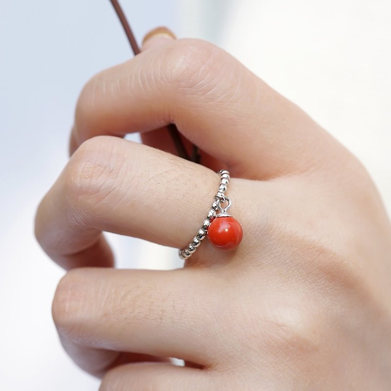 朱砂开口戒指 未时原创s925纯银红色转运天然原矿本命年化太岁女 - 戒指 - 其他材质 