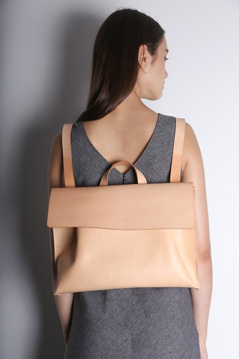 Different Materials - Backpack - 后背包/双肩包 - 真皮 咖啡色