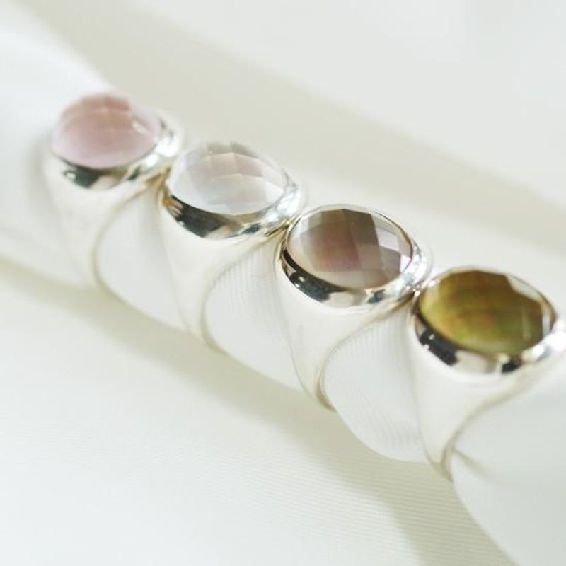水晶と白蝶貝のいろどりリング - 戒指 - 纯银 银色