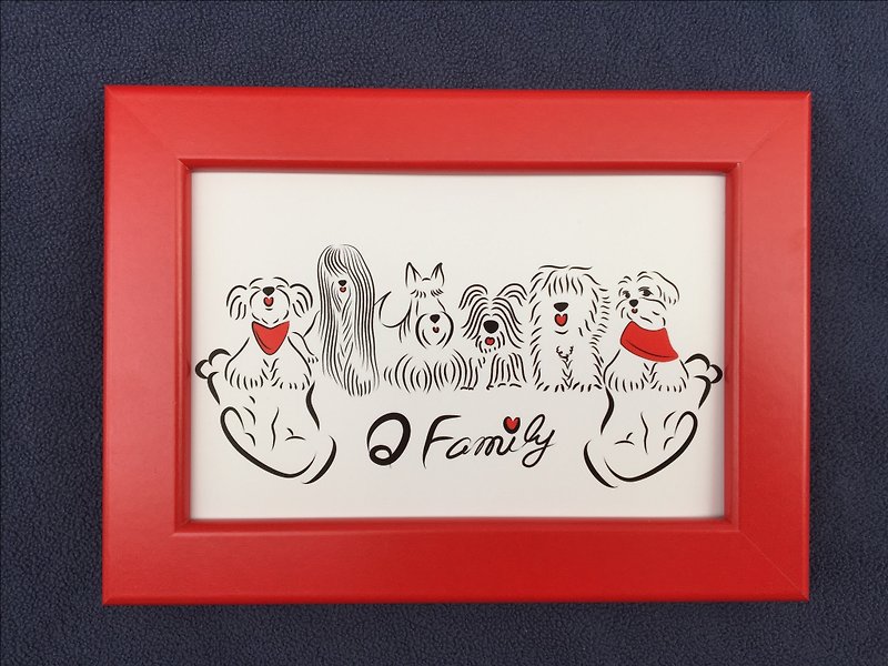 Q Family 狗狗家族图＋相框（红） - 画框/相框 - 其他材质 红色