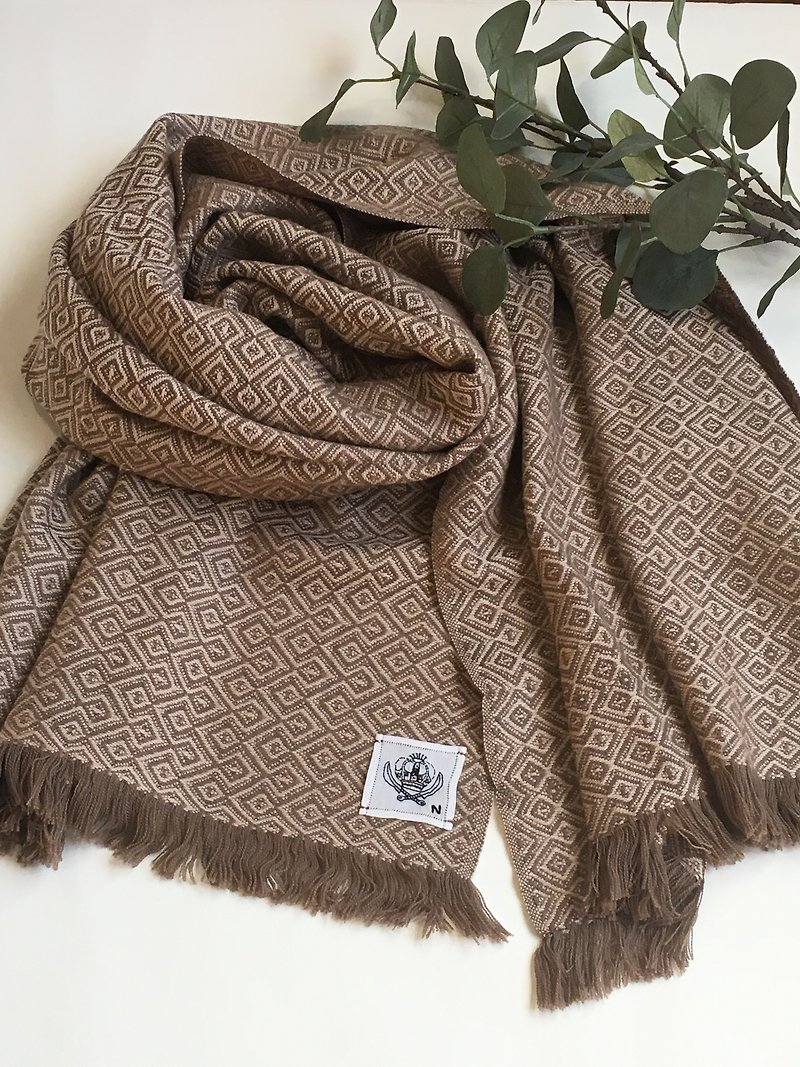 北欧調手織りショール - 丝巾 - 其他材质 卡其色