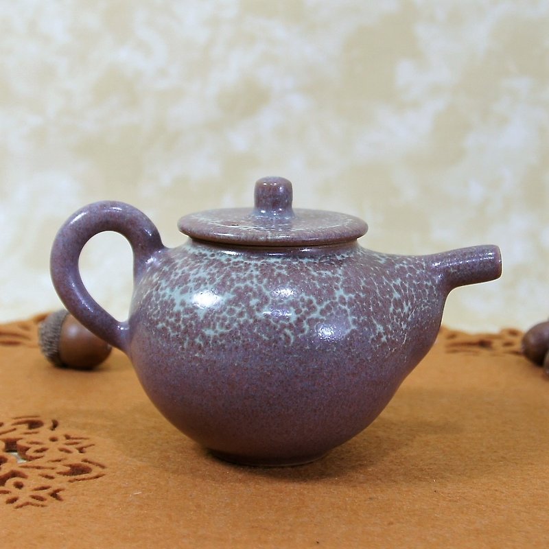 粉紫挂釉茶壶-容量约150ml - 茶具/茶杯 - 陶 粉红色