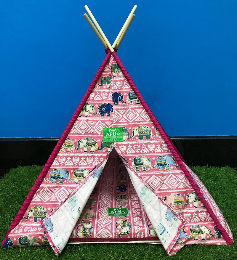【AFU】印地安露营帐篷附睡垫(粉色大象) - 床垫/笼子 - 棉．麻 