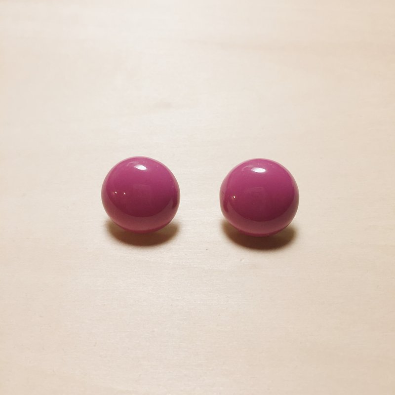 复古昭和桃红丸子18mm耳环 - 耳环/耳夹 - 树脂 粉红色