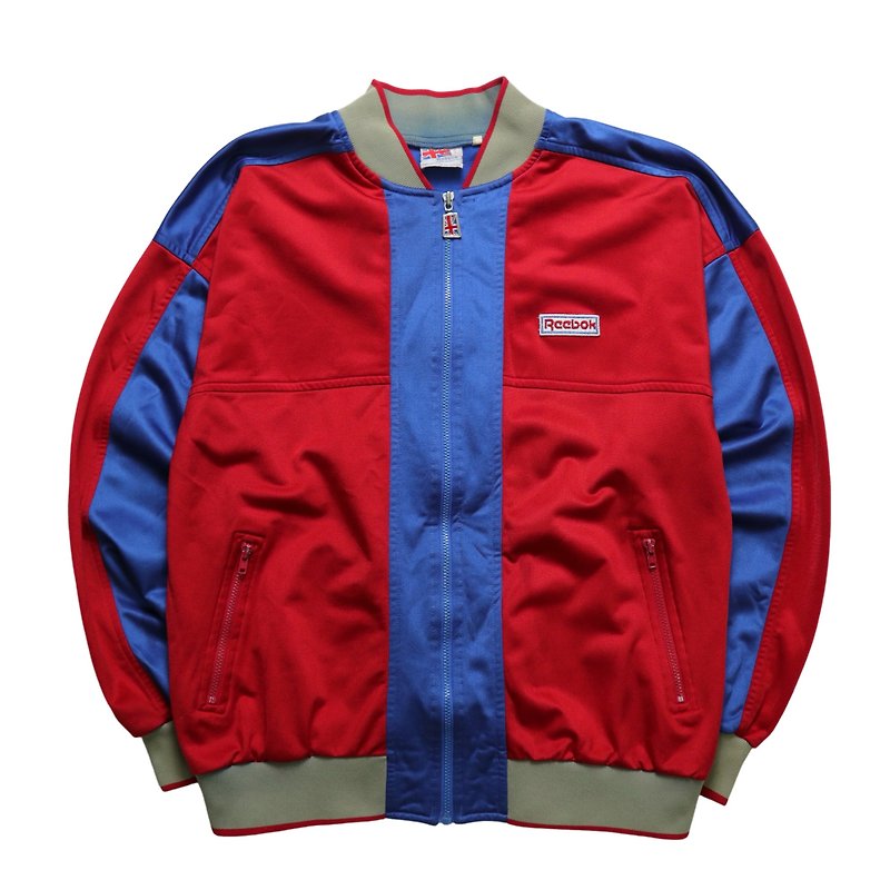 90s 香港制 REEBOK 蓝红拼色运动外套 - 男装外套 - 聚酯纤维 红色