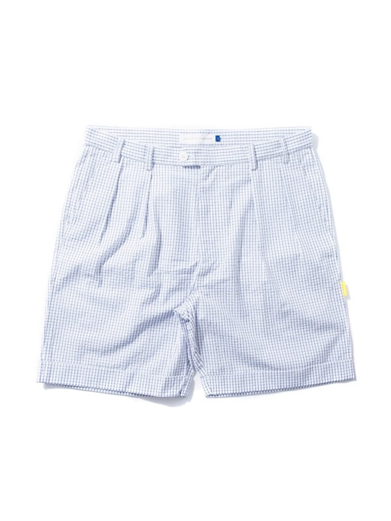 【严选】DeMarcoLab 经典打折格子短裤 台湾设计 品牌 泡泡纱 白色 - 男士长裤 - 棉．麻 