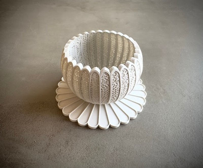 メッシュ植木鉢　鉢受け　セット(鎬) - 花瓶/陶器 - 塑料 白色