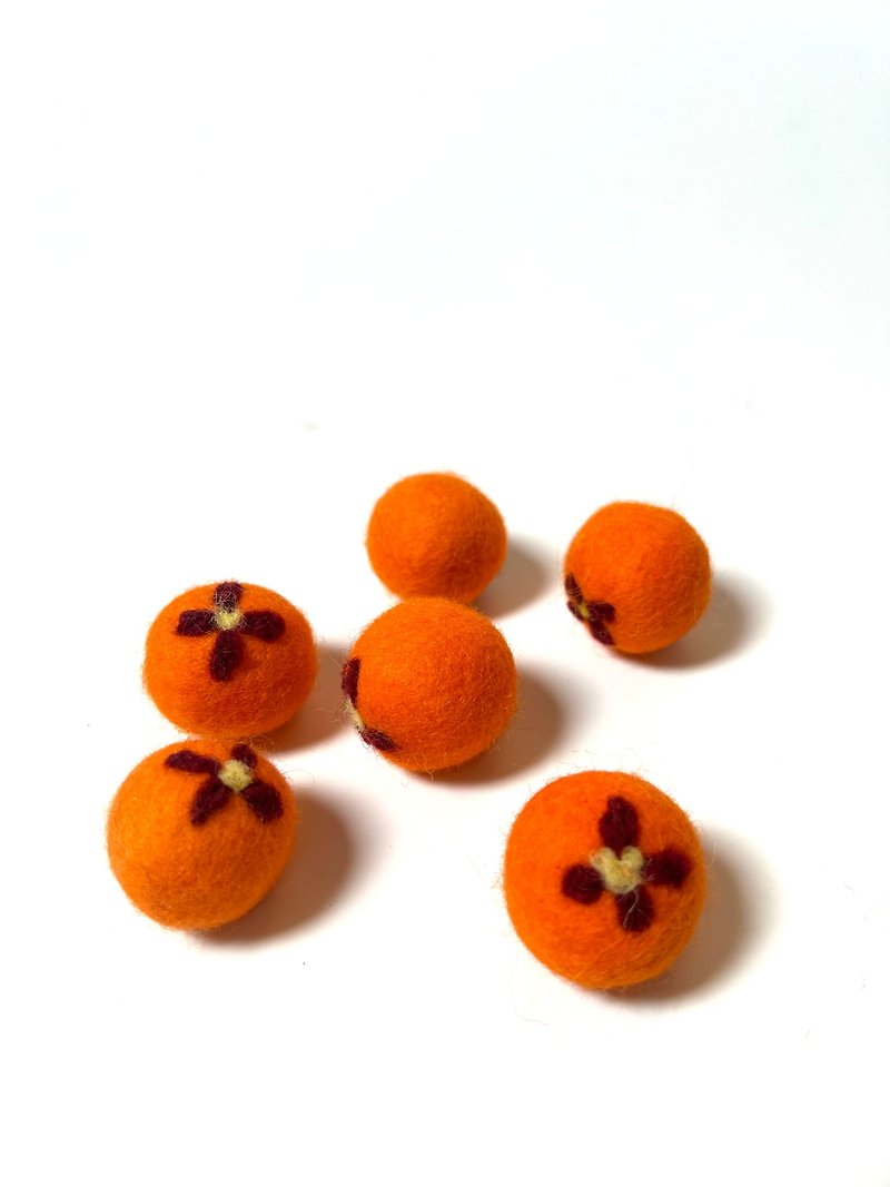 橙色幸福小花球球 宠物猫狗羊毛玩具球 - 玩具 - 羊毛 橘色