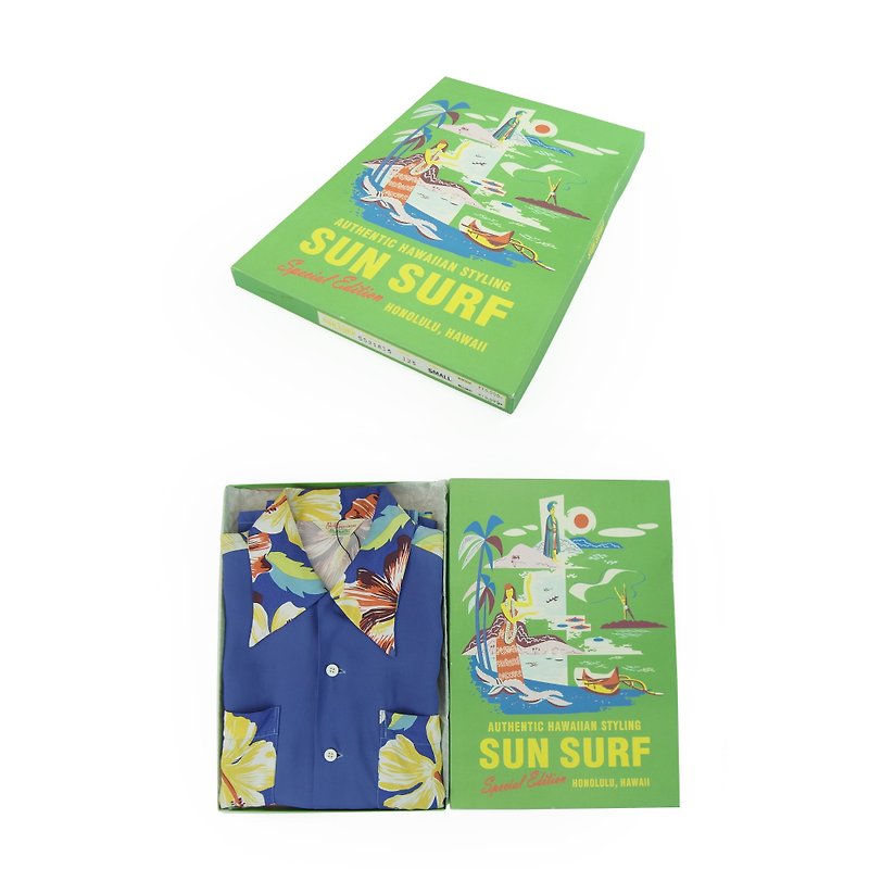 A·PRANK :DOLLY::品牌SunSurf夏威夷花衫(附原厂盒装) (T708062) - 男装衬衫 - 棉．麻 蓝色