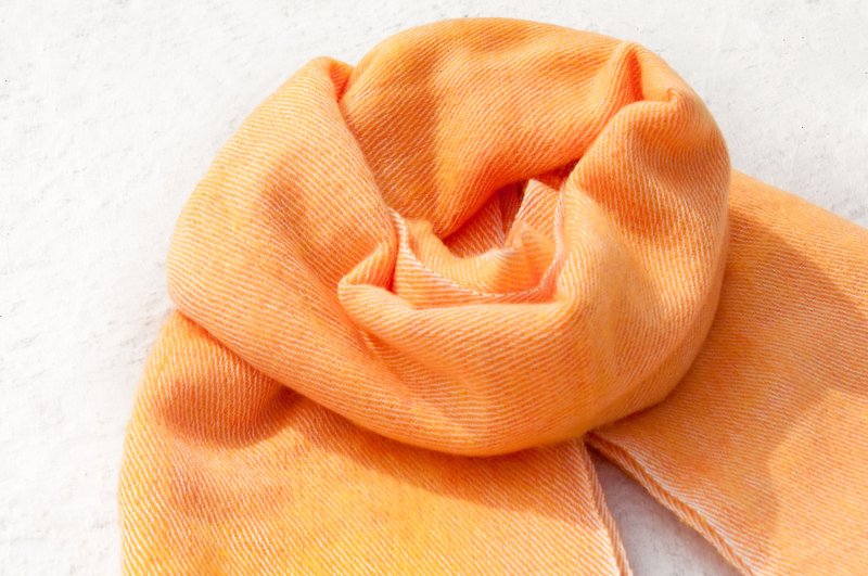 羊毛披巾/针织围巾/针织披巾/盖毯/纯羊毛围巾/羊毛披巾-木瓜牛奶 - 围巾/披肩 - 羊毛 橘色