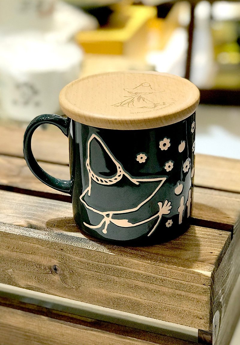 MOOMIN噜噜米-背影系列杯(阿金)+天然木杯垫盖 - 咖啡杯/马克杯 - 陶 