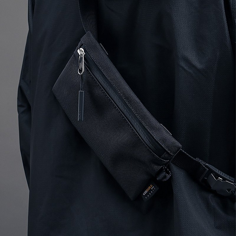 休闲随身包 | 黑色肩包或腰包 | Cordura优质尼龙 | 型男之选 - 侧背包/斜挎包 - 防水材质 黑色