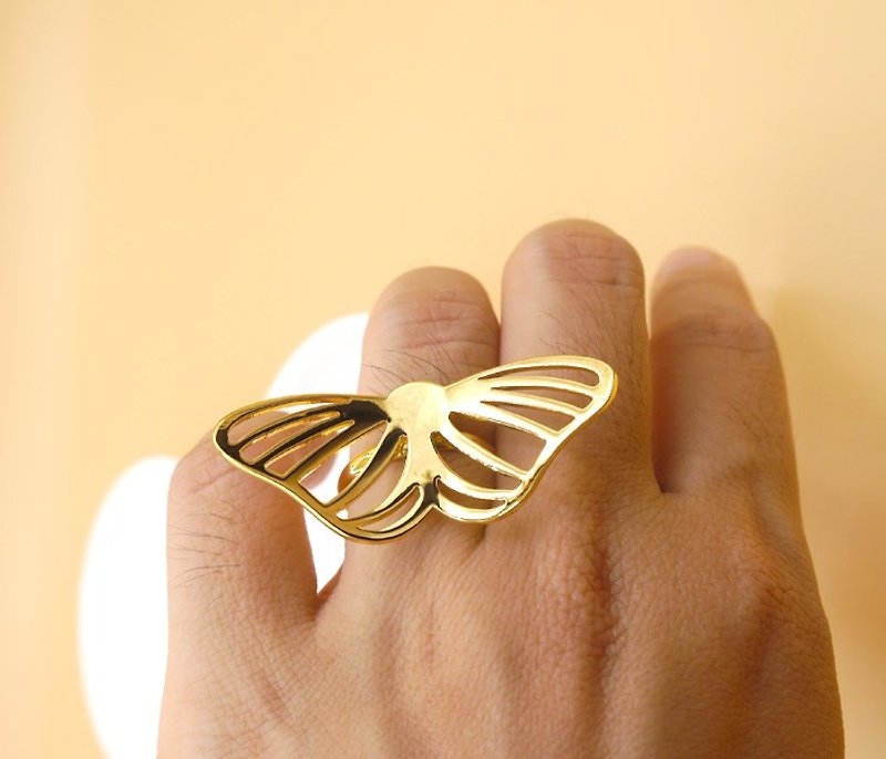 Handmade Butterfly Ring - 18K gold plated on brass , Little Me by CASO jewelry - 戒指 - 其他金属 金色