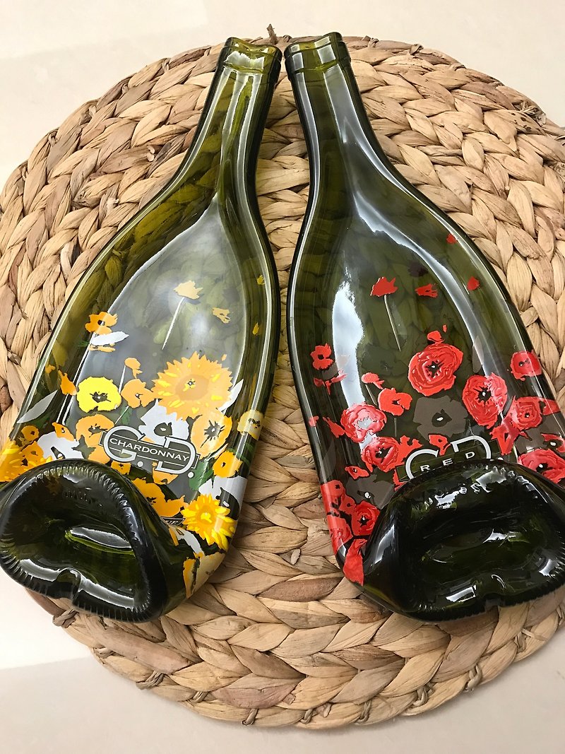 法国乔治杜柏夫 红白葡萄酒酒瓶 纪念盛盘 - 浅碟/小碟子 - 玻璃 