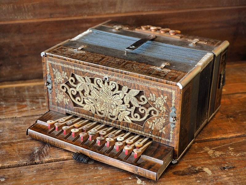 美国早期手拉木箱手风琴（JS） - 吉他/乐器 - 木头 多色