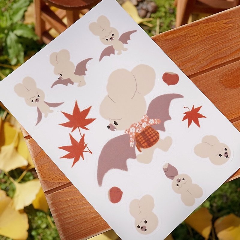 小甜鼠和他的邻居们 - 蜜糖蝠秋日红枫贴纸两枚入 - 贴纸 - 纸 多色