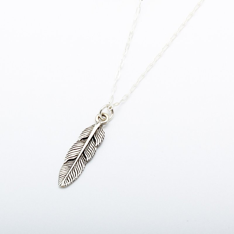 印地安 羽毛 Feather s925 纯银 项链 生日 周年 情人节 礼物 - 项链 - 纯银 银色