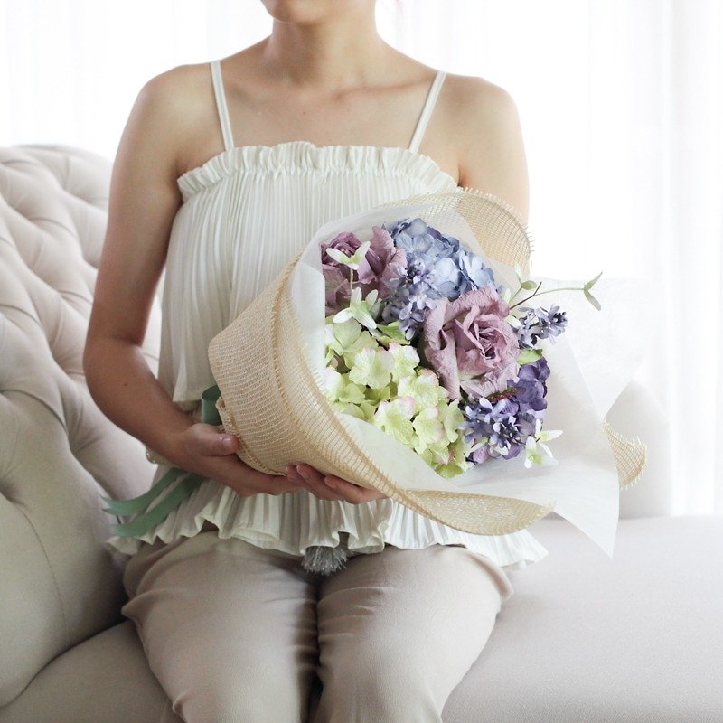 CB310 : Handmade Paper Flower Artificial Congratulation Bouquet Purple&Green - 木工/竹艺/纸艺 - 纸 紫色
