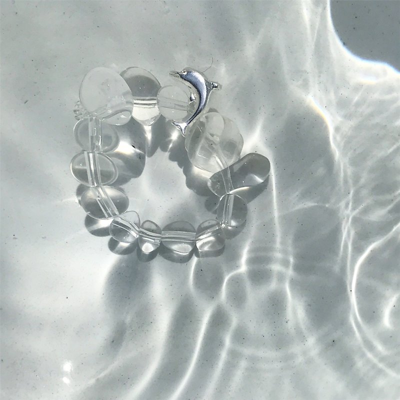 【Lost and find】天然石 白水晶 925 海豚 指环 - 自由 - 戒指 - 宝石 透明