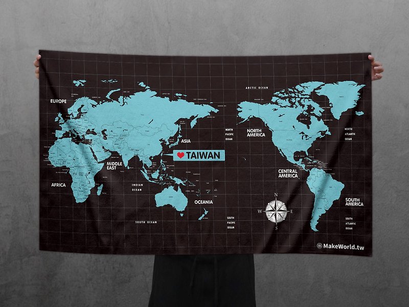 Make World地图制造运动浴巾(半夜) - 毛巾浴巾 - 聚酯纤维 