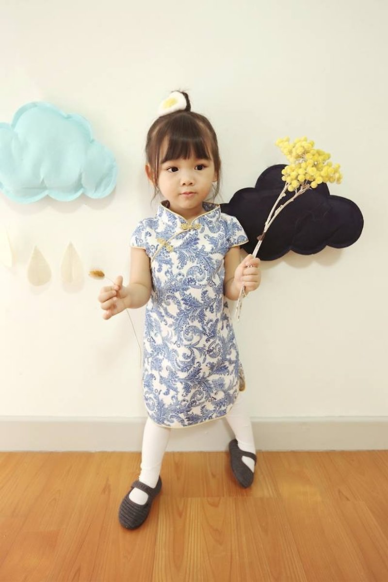 Angel Nina 手作订制儿童旗袍 青花瓷 - 童装礼服/连衣裙 - 棉．麻 蓝色