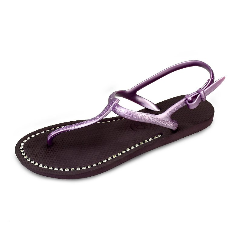  绑带凉鞋脚型修长款 神秘紫色 施华洛世奇水晶最超值 - 拖鞋 - 橡胶 