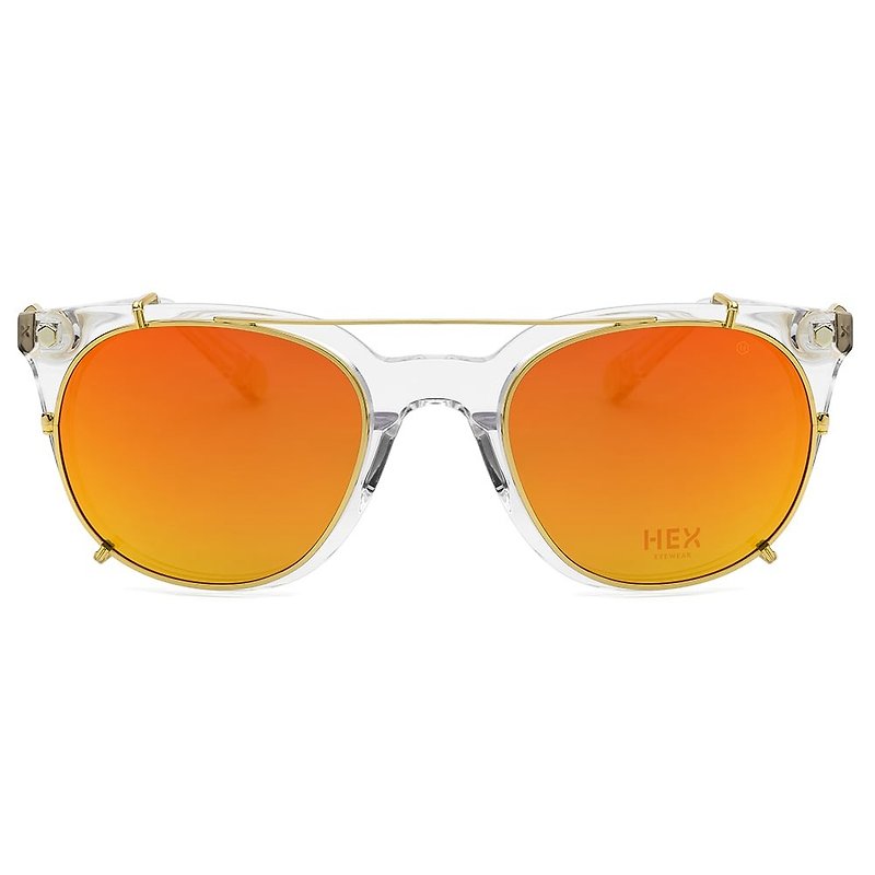 光学眼镜配前挂墨镜|太阳眼镜|透明橘水银镜片|意大利制|胶框眼镜 - 眼镜/眼镜框 - 其他材质 透明