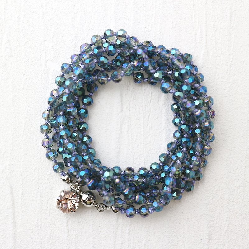 Wrap Bracelet/オーロラブルーのラップブレスレット - 手链/手环 - 玻璃 蓝色