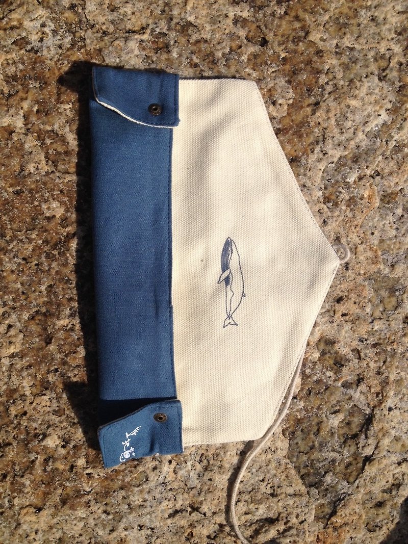鲸鱼环保餐具袋/海蓝色 - 收纳用品 - 棉．麻 蓝色