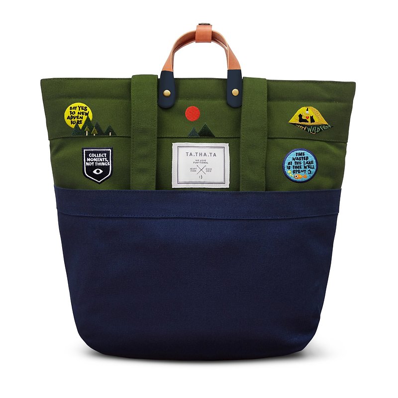 Swift: Summer camp, 4 way bag: backpack, tote bag, sling bag, handbag - 后背包/双肩包 - 棉．麻 绿色