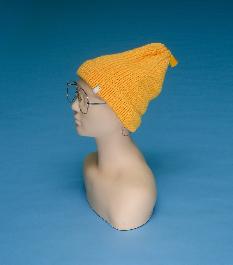 流苏 - 亮黄 TS021 手工编织毛帽 - 帽子 - 棉．麻 黄色