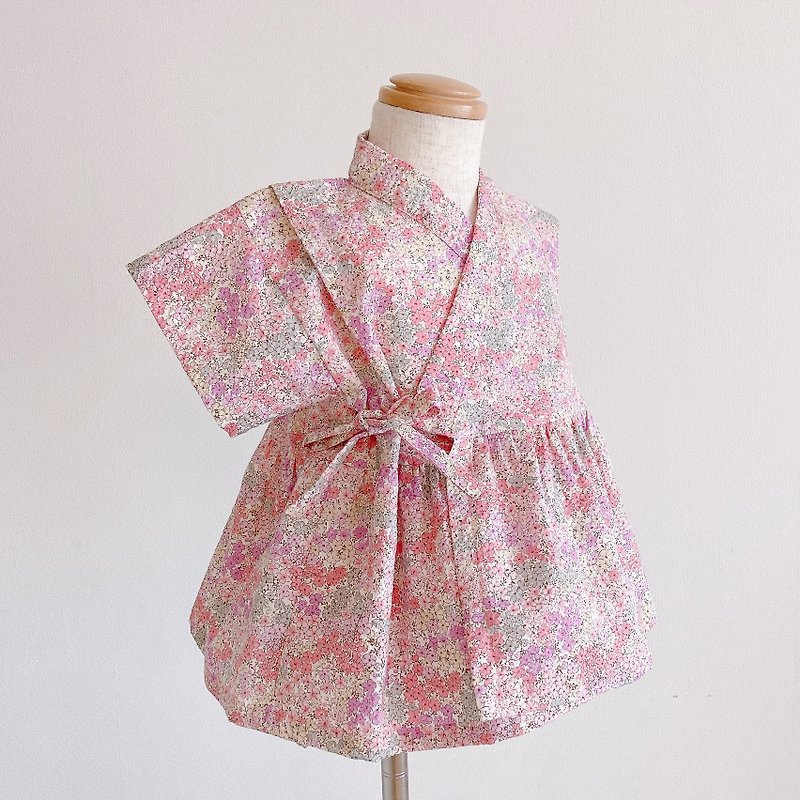 ふんわり甚平　リップル小花柄　パープルピンク - 童装礼服/连衣裙 - 棉．麻 粉红色