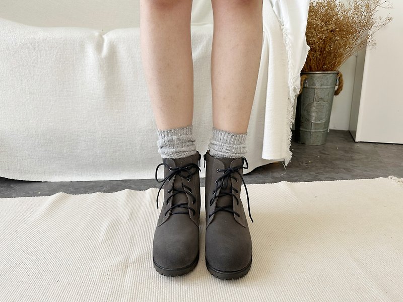 【雨后初晴】显瘦防水靴-灰色| 晴雨两穿 | 短靴.雨靴.真皮.台湾 - 女款短靴 - 真皮 灰色