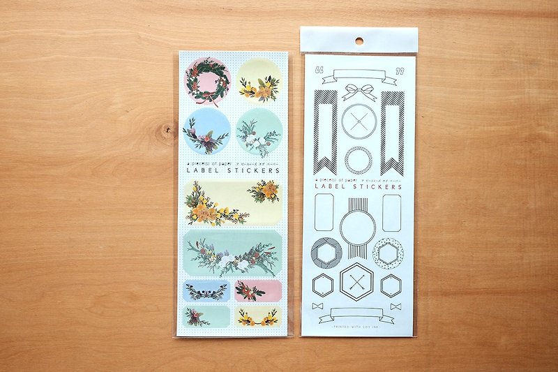 FLORAL STICKERS & LABEL STICKERS SET (2 sheets) - 贴纸 - 其他材质 白色