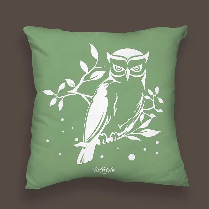 森动猫头鹰抱枕 / 枕头 / 靠垫 / 交换礼物 - 枕头/抱枕 - 棉．麻 绿色