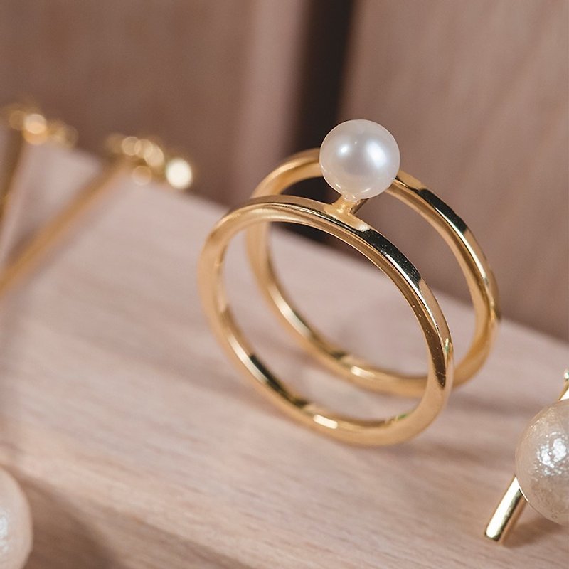 天然珍珠戒指 - Want - 戒指 - 其他金属 金色