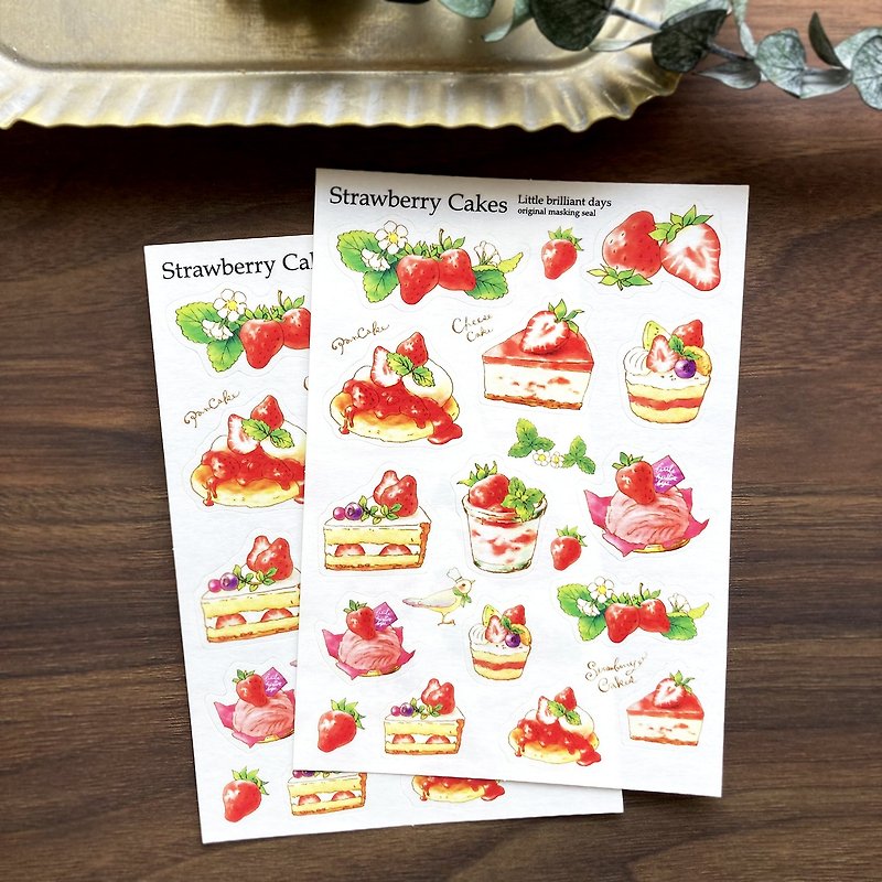マスキングシール Strawberry Cakes　いちごスイーツ　春 - 贴纸 - 纸 红色